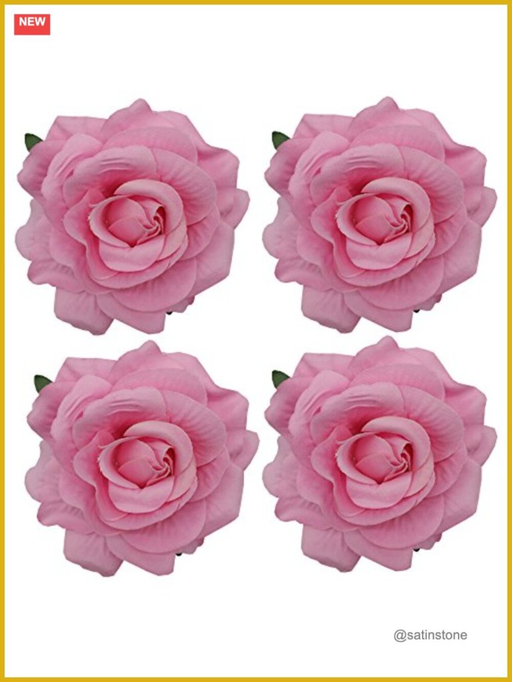 4pc Fabric Rose Hair Clips Brooch Pin Set Flamenco Mexican Handmade Satin